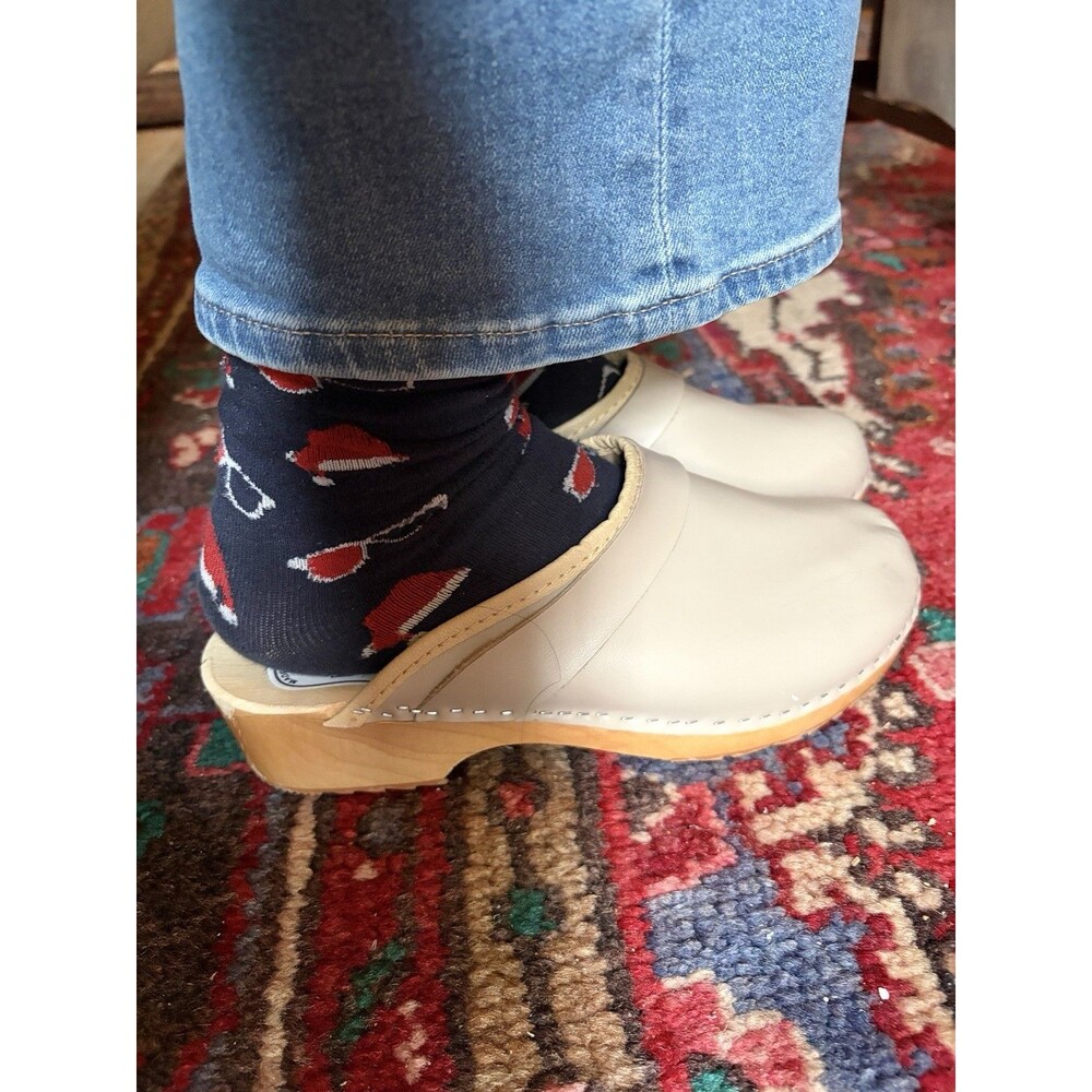 Björk Swedish Leather Wood Clogs Taupe Beige EU 41 Scandinavian Slip On Shoes